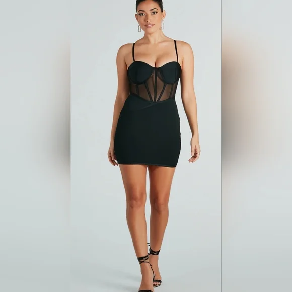 Allure Sheer Corset Mini Bandage Dress - Picture 3 of 4